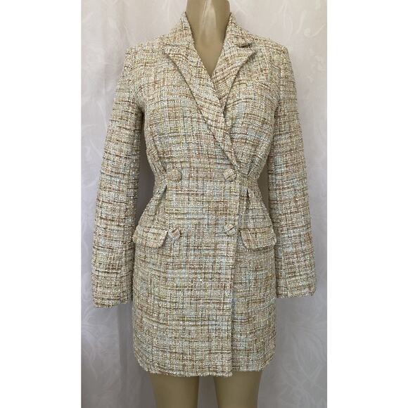 NWOT Jason Wu Jacket Coat Boucle Tweed Cream Double Breast Blazer Sequin… - Picture 2 of 10